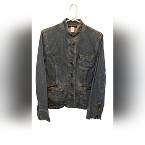 Jones New York Jacket Womans Medium Blue Denim Western Preppy City Classic